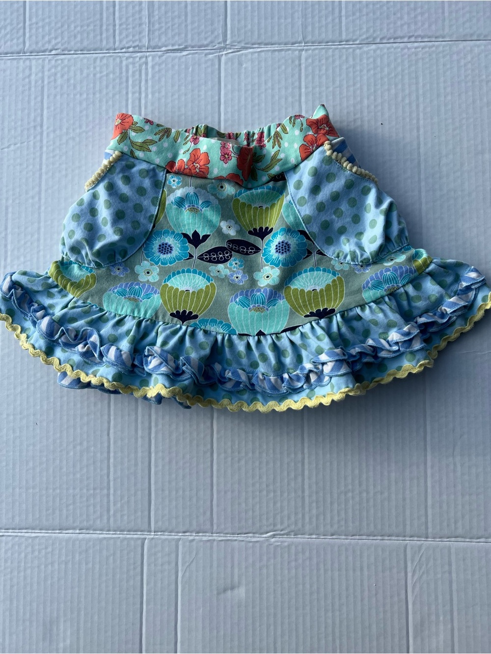 Matilda Jane Mint Green Floral Skirt with Pink and Coral Accents